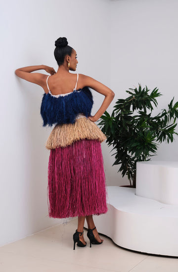 Eki Kere Chi PomPom Raffia Strap Top